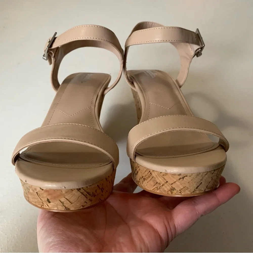 Charles by Charles David Beige Lindy Cork Wedge Platform Sandals Size 11